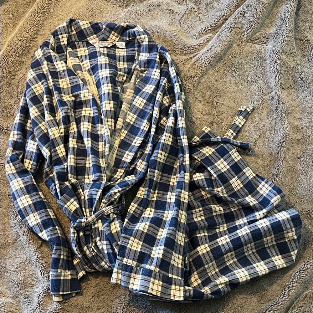 Vtg McGregor Men's Plaid Kimono Robe size L 42-44
